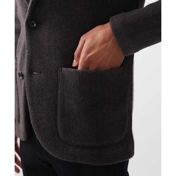 ミッシェルクランオム（MICHEL  HOMME）/《日本製》へリンボン柄ウールニットジャケット