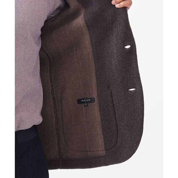 ミッシェルクランオム（MICHEL  HOMME）/《日本製》へリンボン柄ウールニットジャケット