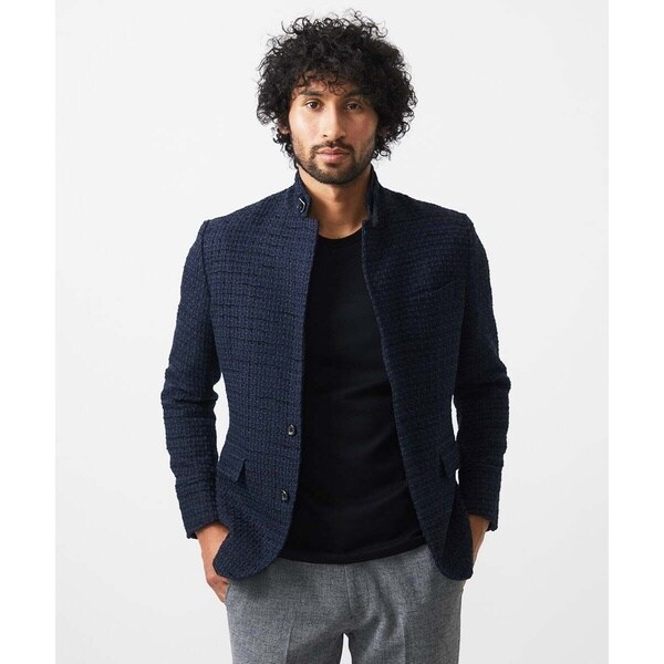 ミッシェルクランオム（MICHEL KLEIN HOMME）/編みチェック柄コンバーチブルジャケット_2