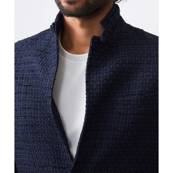 ミッシェルクランオム（MICHEL KLEIN HOMME）/編みチェック柄コンバーチブルジャケット_7
