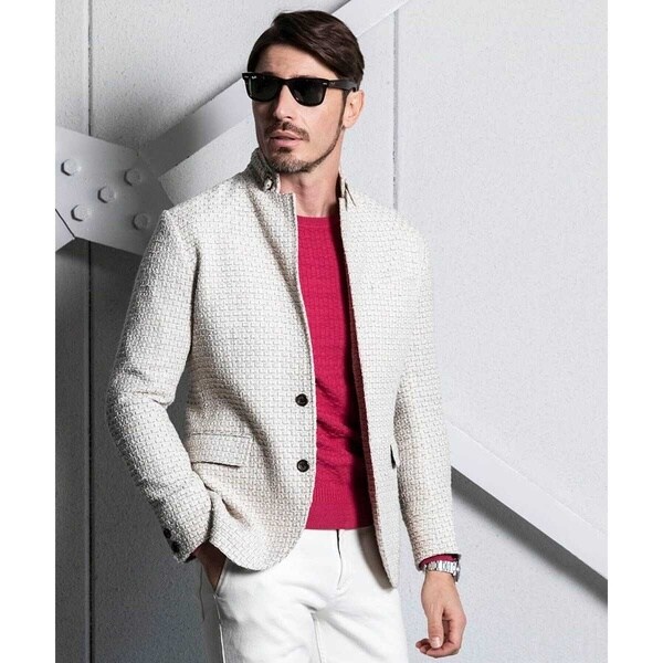 ミッシェルクランオム（MICHEL KLEIN HOMME）/編みチェック柄コンバーチブルジャケット_18