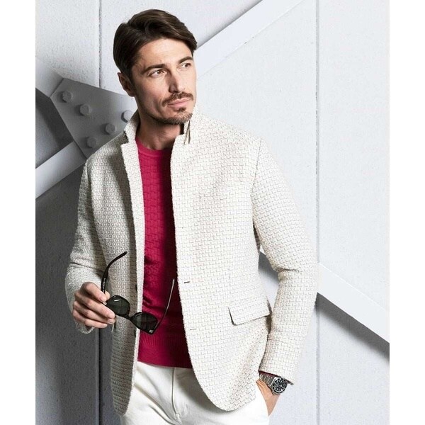 ミッシェルクランオム（MICHEL KLEIN HOMME）/編みチェック柄コンバーチブルジャケット_19