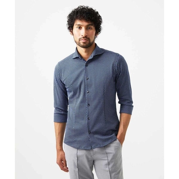 ミッシェルクランオム（MICHEL  HOMME）/《日本製》ストレッチラッセル七分袖シャツ