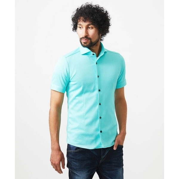 ミッシェルクランオム（MICHEL  HOMME）/《日本製》ジャガード柄半袖シャツ