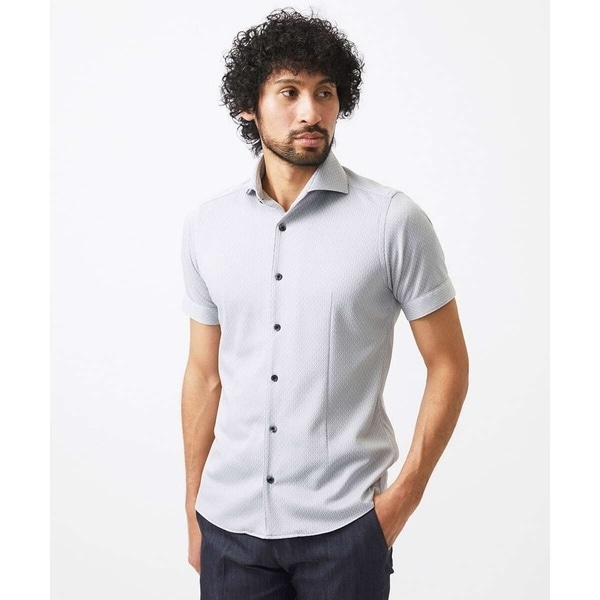 ミッシェルクランオム（MICHEL  HOMME）/《日本製》ジャガード柄半袖シャツ