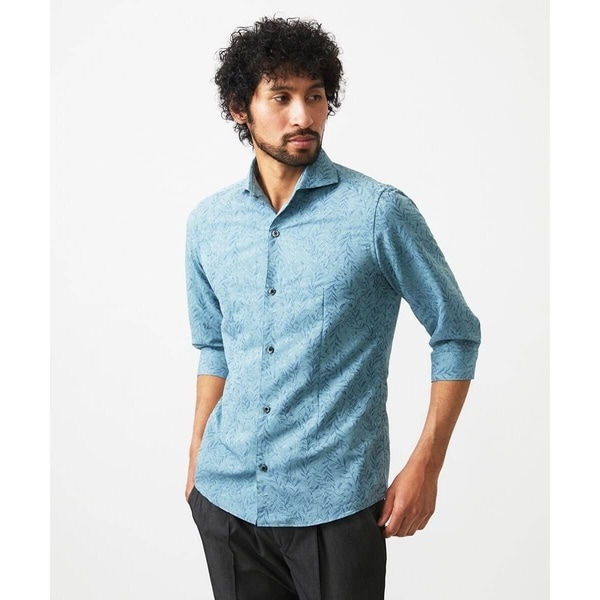 ミッシェルクランオム（MICHEL  HOMME）/《日本製》ボタニカル柄七分袖シャツ