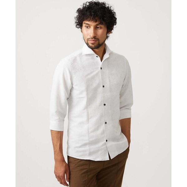 ミッシェルクランオム（MICHEL  HOMME）/《日本製》ボタニカル柄七分袖シャツ