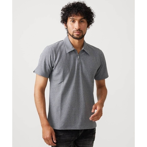 ミッシェルクランオム（MICHEL  HOMME）/《日本製》モザイク柄ジップアップポロシャツ