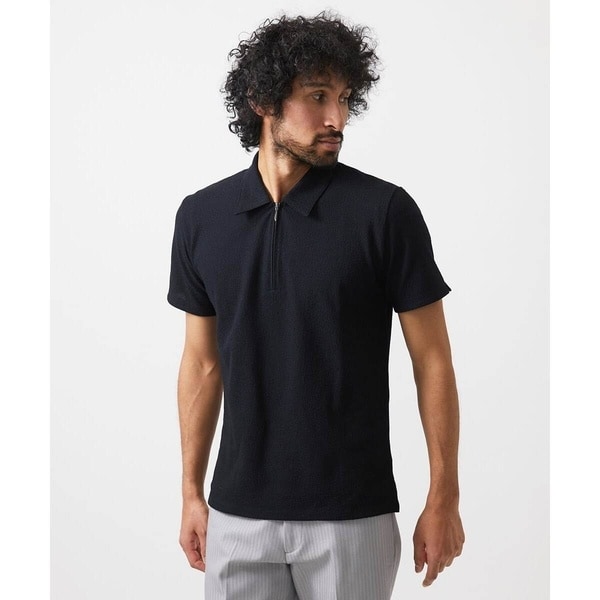 ミッシェルクランオム（MICHEL  HOMME）/《日本製》モザイク柄ジップアップポロシャツ