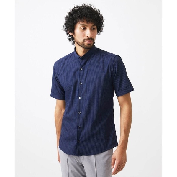 ミッシェルクランオム（MICHEL  HOMME）/【セットアップ】バンドカラー半袖シャツ