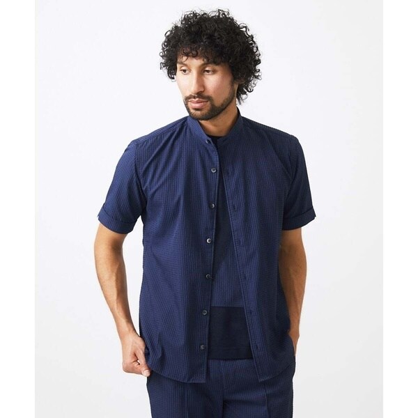 ミッシェルクランオム（MICHEL KLEIN HOMME）/【セットアップ】バンドカラー半袖シャツ_5