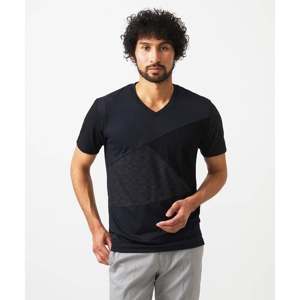 ミッシェルクランオム（MICHEL  HOMME）/マテリアルブロックVネックカットソー