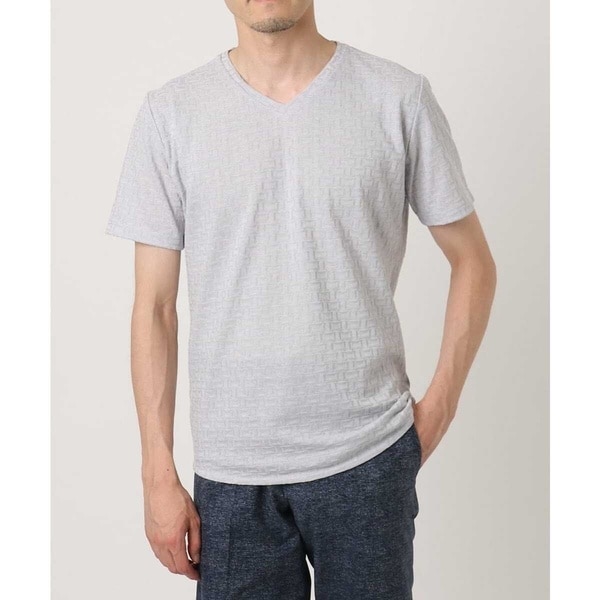 ミッシェルクランオム（MICHEL  HOMME）/《日本製》レンガ柄Vネック半袖カットソー