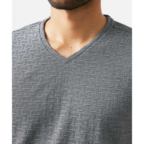 ミッシェルクランオム（MICHEL  HOMME）/《日本製》レンガ柄Vネック半袖カットソー