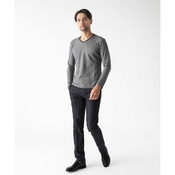 ミッシェルクランオム（MICHEL  HOMME）/《日本製》レンガ柄Vネック長袖カットソー