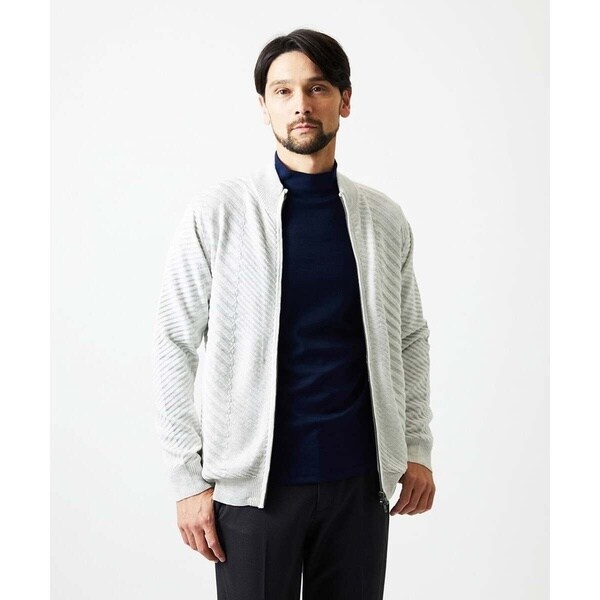 ミッシェルクランオム（MICHEL KLEIN HOMME）/グラデーションスタンドカラーニットブルゾン