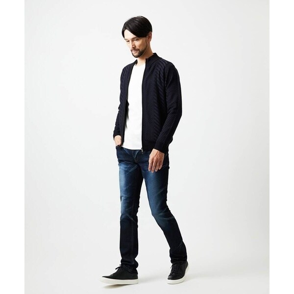 ミッシェルクランオム（MICHEL KLEIN HOMME）/グラデーションスタンドカラーニットブルゾン
