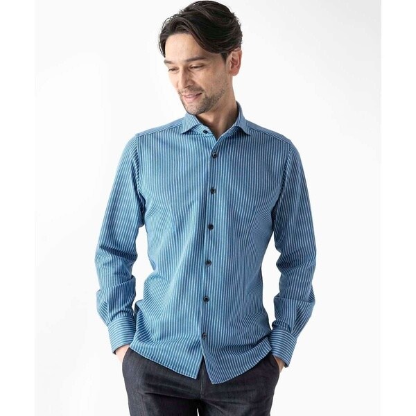 ミッシェルクランオム（MICHEL  HOMME）/《日本製》ストライプ柄ジャージ長袖シャツ