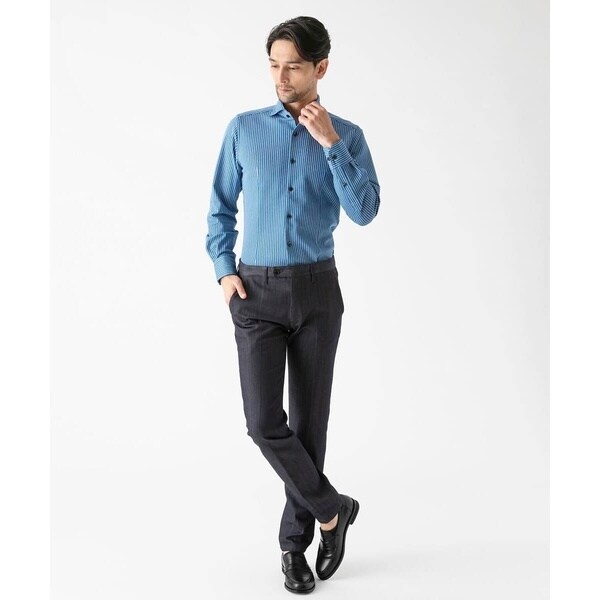 ミッシェルクランオム（MICHEL  HOMME）/《日本製》ストライプ柄ジャージ長袖シャツ