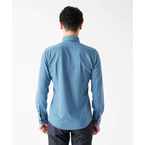 ミッシェルクランオム（MICHEL  HOMME）/《日本製》ストライプ柄ジャージ長袖シャツ