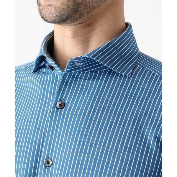 ミッシェルクランオム（MICHEL  HOMME）/《日本製》ストライプ柄ジャージ長袖シャツ