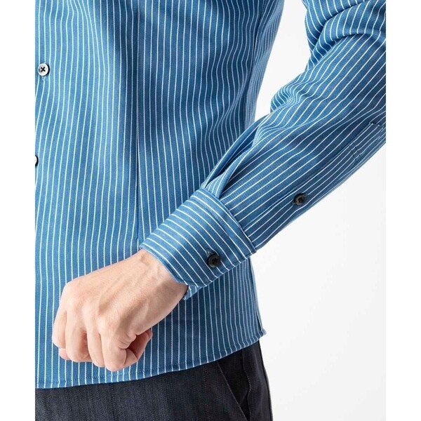 ミッシェルクランオム（MICHEL  HOMME）/《日本製》ストライプ柄ジャージ長袖シャツ