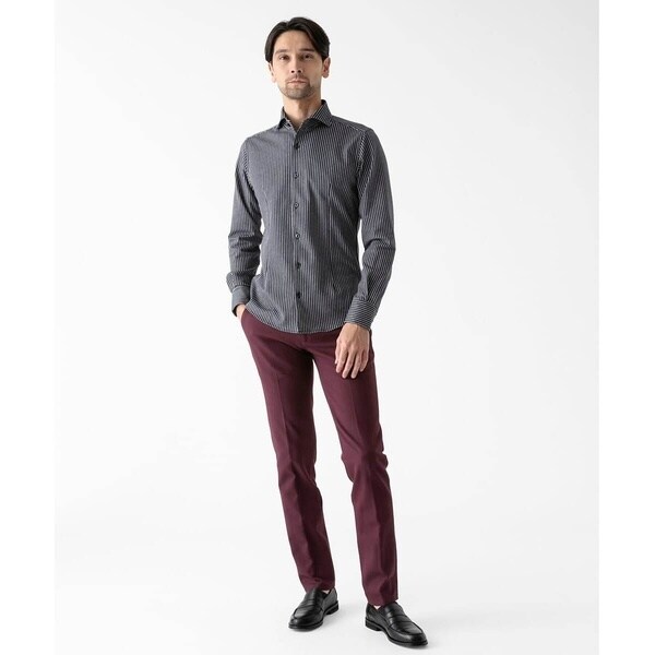 ミッシェルクランオム（MICHEL  HOMME）/《日本製》ストライプ柄ジャージ長袖シャツ