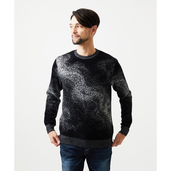 ミッシェルクランオム（MICHEL  HOMME）/《日本製》スモーク柄クルーネックモールニット