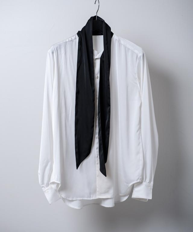 バッファローボブズ（Buffalo Bobs）/TIE A TIE(タイ ア タイ)スカーフ付 サテン トロミシャツ_7