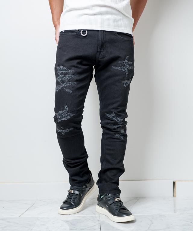 バッファローボブズ（Buffalo Bobs）/STRATFORD BURST(ストラトフォード バースト) スリムフィット ダメージ加工 デニムパ