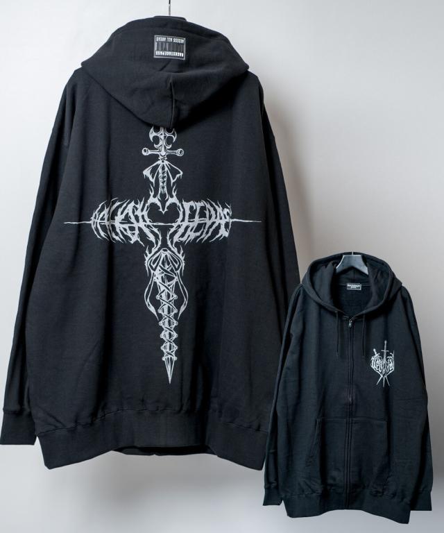 バックステージパス（backstagepass）/CROSS−HOODIE(クロスーフーディー)ダガークロス ジップアップ オーバーサイズ パーカーの通販は