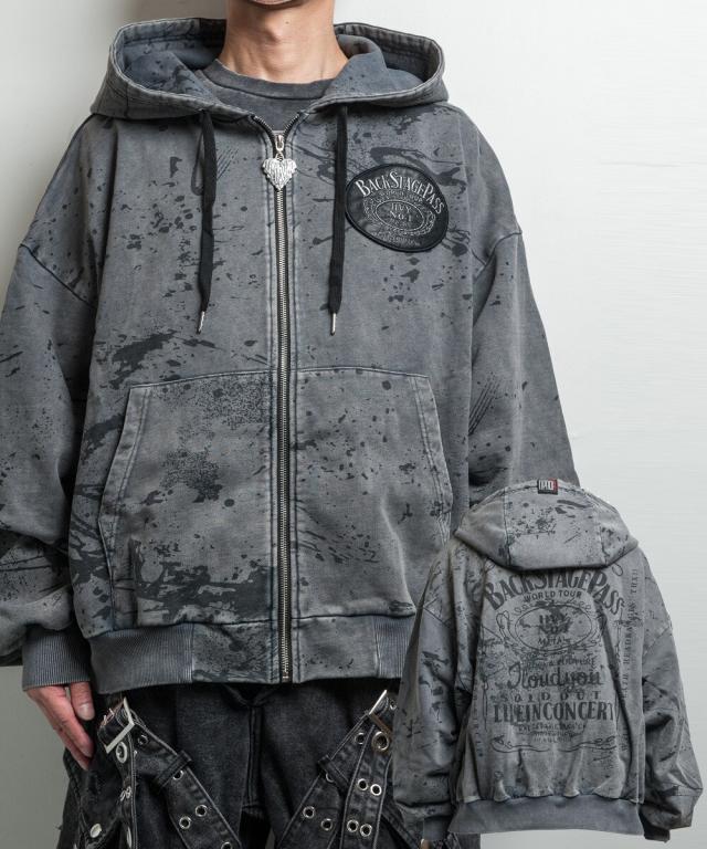 バックステージパス（backstagepass）/BONZO HOODIE(ボンゾ フーディー)ビッグシルエット ジップアップパーカー