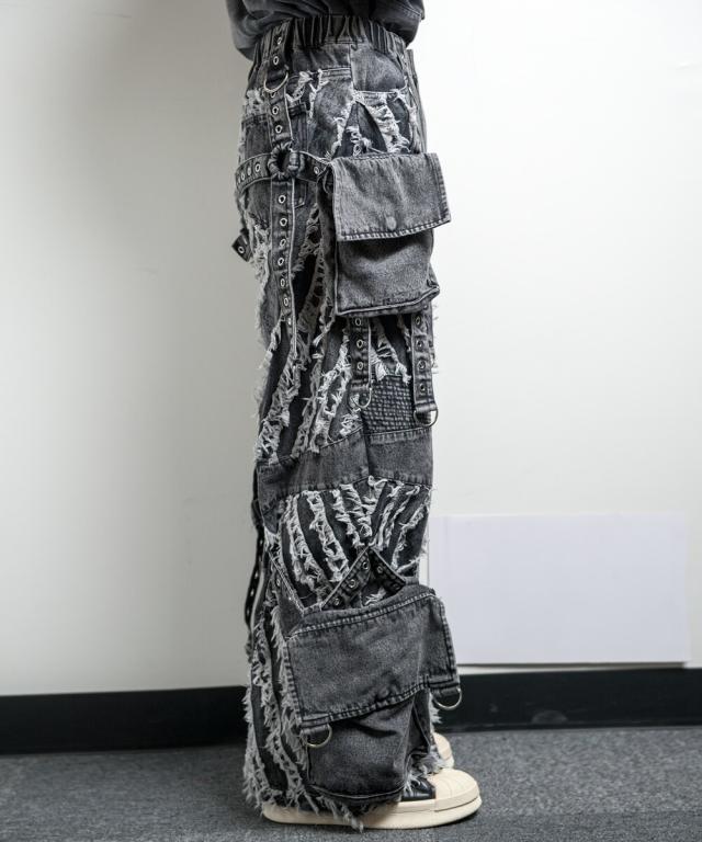 バックステージパス（backstagepass）/SCOTT W(スコット W)フリンジ加工 ワイドカーゴパンツ_8