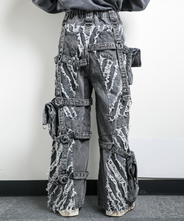 バックステージパス（backstagepass）/SCOTT W(スコット W)フリンジ加工 ワイドカーゴパンツ_9
