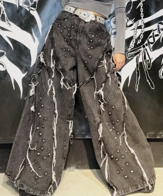 バックステージパス（backstagepass）/OZZY O(オジィーオー)スタッズデニム ワイドバギー バルーン バレル パンツ