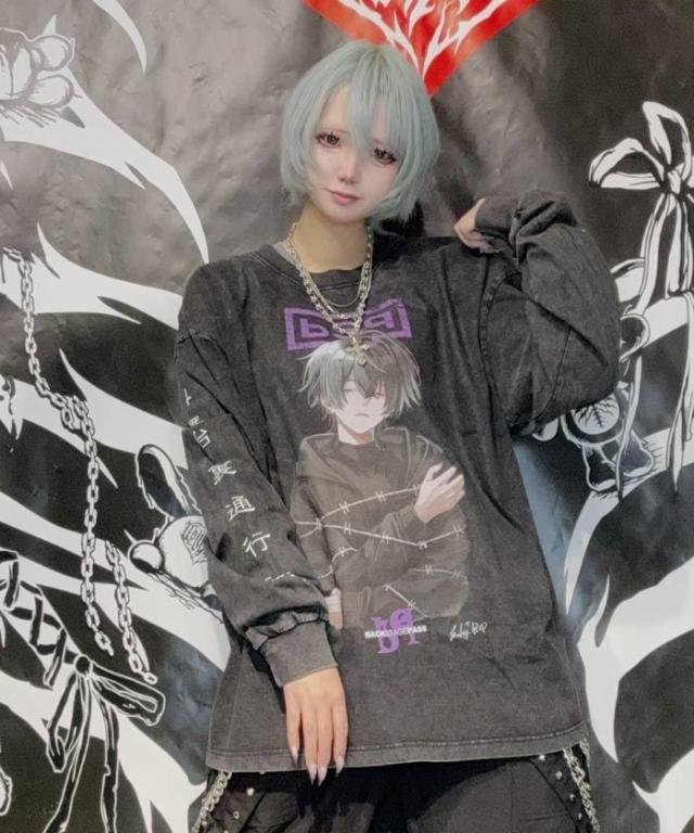 バックステージパス（backstagepass）/【黒野京×BACKSTAGE PASS コラボ】BARBED ピグメント加工 オーバーサイズ ロンT_1