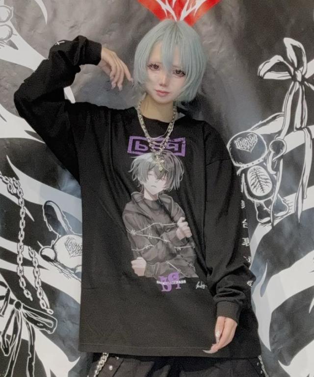 バックステージパス（backstagepass）/【黒野京×BACKSTAGE PASS コラボ】BARBED ピグメント加工 オーバーサイズ ロンT_2