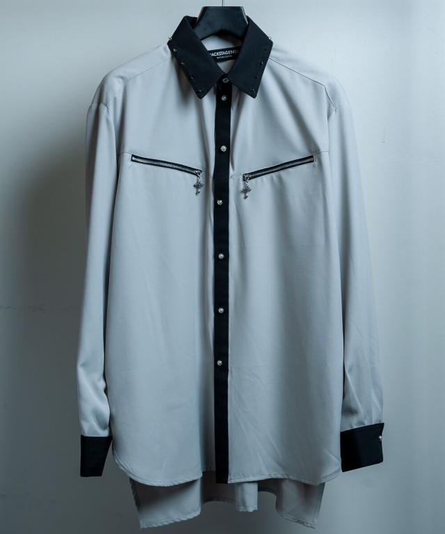 バックステージパス（backstagepass）/BARBED WIRE(バーベッド ワイヤー)トロミ スタッズ ビッグシャツ_7