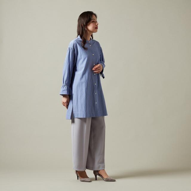 ラ・クープ（LACOUPE）/【シアサッカー地】ストライプノーカラー