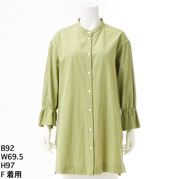 ラ・クープ（LACOUPE）/【シアサッカー地】ストライプノーカラー