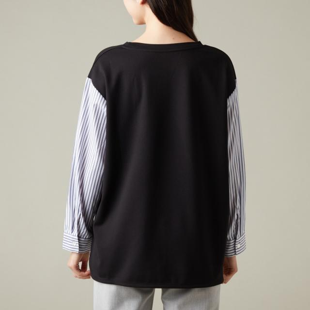 ラ・クープ（LACOUPE）/カット×袖ストライプ切替カットソー ドッキング