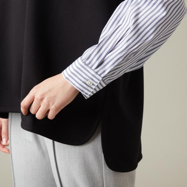 ラ・クープ（LACOUPE）/カット×袖ストライプ切替カットソー ドッキング