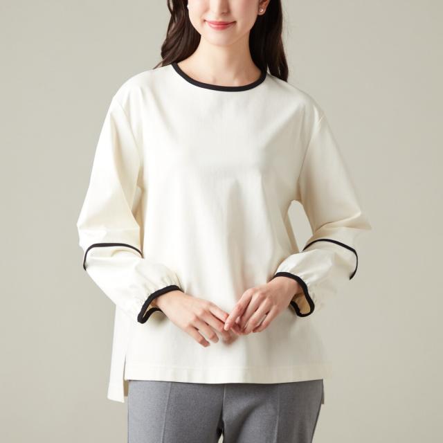 ラ・クープ（LACOUPE）/パフ袖パイピングカットブラウス　（オフィスカジュアル対応）