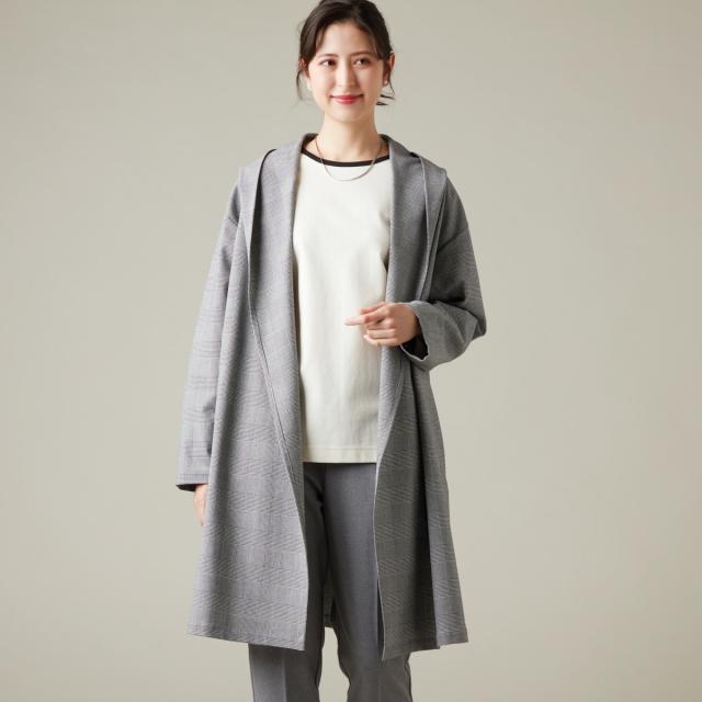 ラ・クープ（LACOUPE）/千鳥柄ロング着流しカーデ　【日本生地・日本縫製】made in Japan