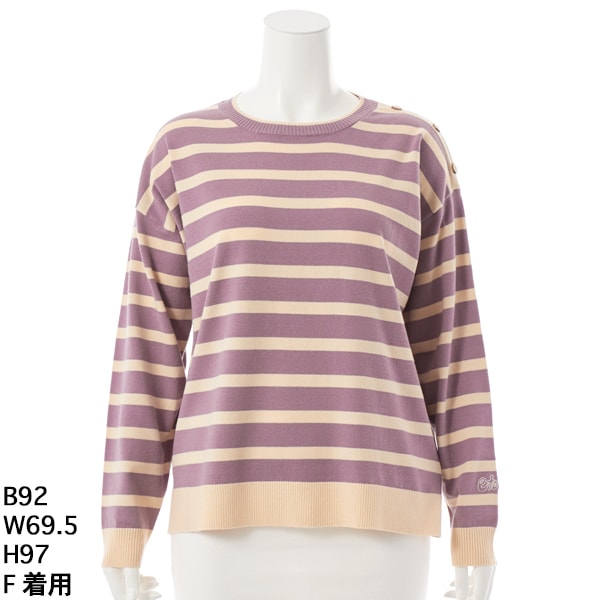 ラ・クープ（LACOUPE）/ボーダー柄刺繍入りニットプルオーバー