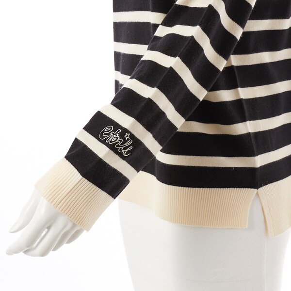 ラ・クープ（LACOUPE）/ボーダー柄刺繍入りニットプルオーバー ラ・クープ（LACOUPE）/ボーダー柄刺繍入りニットプルオーバー