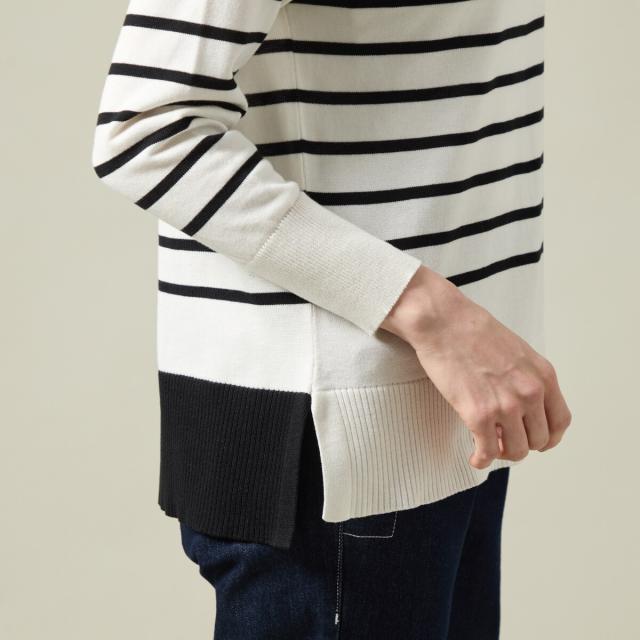 ラ・クープ（LACOUPE）/洗えるボーダーニットプルオーバー 【日本製】（天竺編み） ラ・クープ（LACOUPE）/洗えるボーダーニットプルオーバー 【日本製