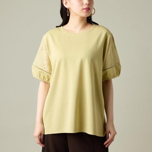 ラ・クープ（LACOUPE）/【洗える】袖レースゆったりカットブラウス