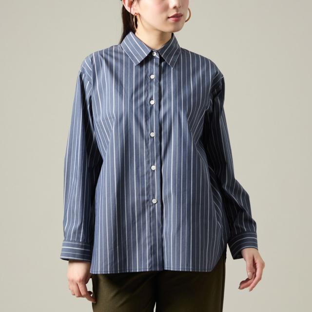 ラ・クープ（LACOUPE）/【洗える】シャツカラーストライプブラウス