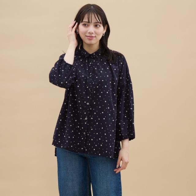 ラ・クープ（LACOUPE）/【洗える】【日本生地・日本縫製】ふんわりオーバーサイズ 星柄ブラウス ラ・クープ（LACOUPE）/【洗える】【日本生地・日本縫製】ふんわり